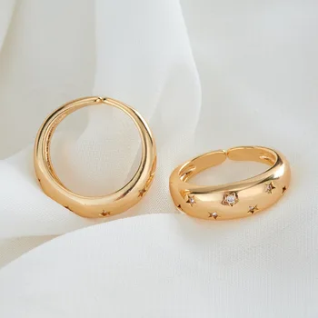 Nauja Madinga Mini Cirkonis Star Žiedas 14K Auksu Anga Žiedas, Moterų Dalyvavimas Pažadas Žiedai Poroms