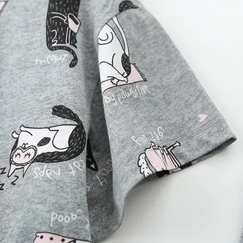 Naujas animacijos sleepwear Vasaros trumpomis rankovėmis plius riebalų namų drabužiai kostiumas Pilkas medvilnės moterų Pajama Kelnes dviejų dalių komplektas Laisvalaikio cool