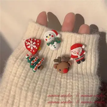 1 Pora Naujų Kalėdų Dervos Briedžių Santa Claus Serijos Mielas Korėjos Mados Mielas Animacinių Filmų S925 Adata Stud Auskarai