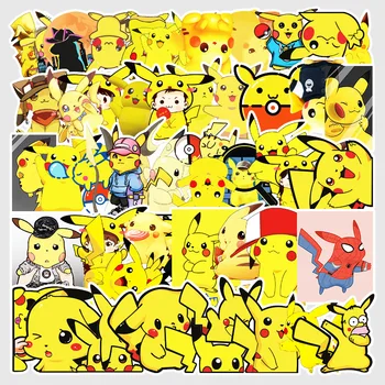 50pcs/daug Animacinių filmų Anime Pokemon Lipdukai Kawaii Pikachu Stiker Riedlentė Motorolerių, Dviračių Bagažo Gitara Vandeniui Lipdukai