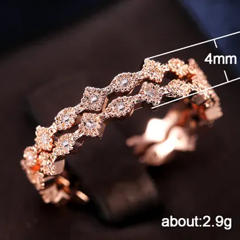 USTAR 2vnt/komplektas Kubinių Zirconia vestuviniai žiedai moterims bižuterijos rose gold midi piršto plonas sužadėtuvių žiedai moterų anel