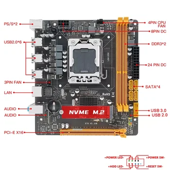 STAKLININKAS X79 motininė Plokštė LGA 1356 Rinkinys Rinkinį Su Xeon E5 2420 V2 Procesorius DDR3 ECC 8GB(2*4 GB)RAM Atmintis Mini DTX X79-5.33 B