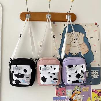Japonijos karvė modelis paprastas, mažas maišelis 2021 drobės atvartu krepšiai pečių krepšiai moterų sielovados minkštas mielas mergina krepšys