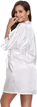 Moterų Šilko Satino Trumpas Nakties Skraiste, Kietas Chalatas Kimono Mados Vonia, Chalatai Seksualus Chalatas Peignoir Femme Vestuvių Nuotaka Bridesmaid Skraiste