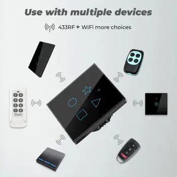 WiFi Smart Touch Jungiklio Nėra Neutralus Vielos Reikia Protingo Namo 1/2/3/4 Gauja Šviesos Jungiklio Valdymas Per Tuya App 