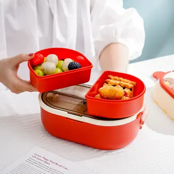 1600ml Priešpiečių Dėžutė Su Kamerų Maisto Termosas Luncheaze Lunchbox Thermo Konteinerių Bento Šildymo Vaikams, Indai, Virtuvė, Valgomasis