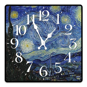 Van Gogh Dekoratyvinės Tapybos Žvaigždėtas Dangus Namų Dekoro Sienos Meno Laikrodis Šiuolaikinės Silent Ne Pažymint, Virtuvė, Retro Aikštėje Sieniniai Laikrodžiai